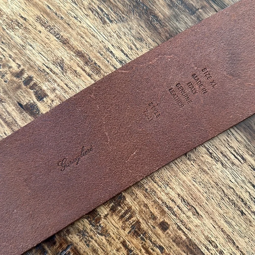 Garuglieri Genuine Leather Belt Rose Metal Buckle Brown Tan SzXL